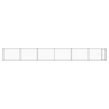 vidaXL Κλουβί Σκύλου με Πόρτα Γκρι 12x2x1,5 μ. Γαλβανισμένος Χάλυβας