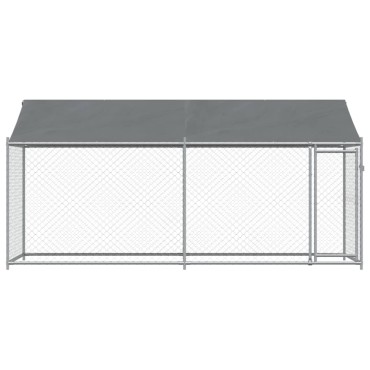 vidaXL Κλουβί Σκύλου με Οροφή και Πόρτες Γκρι 4x2x2 μ. Γαλβ. Χάλυβας