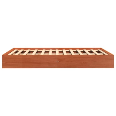 vidaXL Σκελετός Κρεβατιού Χωρίς Στρώμα Καφέ 140x200 Μασίφ Ξύλο Πεύκου