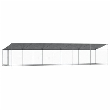 vidaXL Κλουβί Σκύλου με Οροφή και Πόρτες Γκρι 10x2x2 μ. Γαλβ. Χάλυβας