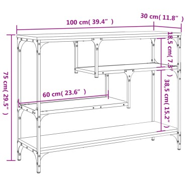 vidaXL Τραπέζι Κονσόλα Καφέ Δρυς 100x30x75cm Επεξεργασμένο Ξύλο 1 τεμ.