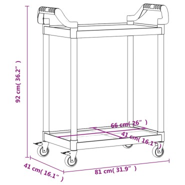 vidaXL Τροχήλατη Βάση 2 Επιπέδων Γκρι 81x41x92cm από Αλουμίνιο 1 τεμ.