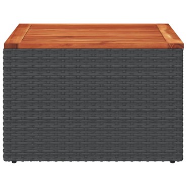 vidaXL Τραπέζι Κήπου Μαύρο 55x55x37cm από Συνθετικό Ρατάν και Ξύλο Ακακίας 1 τεμ.