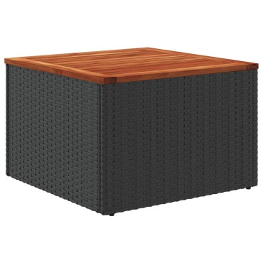 vidaXL Τραπέζι Κήπου Μαύρο 55x55x37cm από Συνθετικό Ρατάν και Ξύλο Ακακίας 1 τεμ.