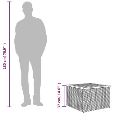 vidaXL Τραπέζι Κήπου Μαύρο 55x55x37cm από Συνθετικό Ρατάν και Ξύλο Ακακίας 1 τεμ.