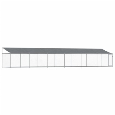 vidaXL Κλουβί Σκύλου με Οροφή και Πόρτες Γκρι 12x2x2 μ. Γαλβ. Χάλυβας