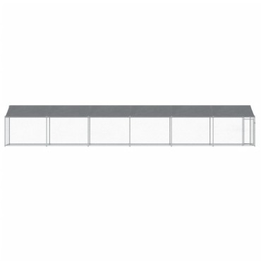 vidaXL Κλουβί Σκύλου με Οροφή και Πόρτες Γκρι 12x2x2 μ. Γαλβ. Χάλυβας