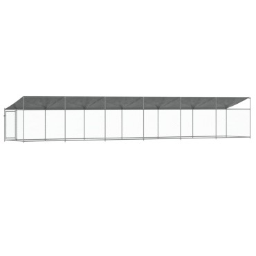 vidaXL Κλουβί Σκύλου με Οροφή και Πόρτες Γκρι 12x2x2 μ. Γαλβ. Χάλυβας