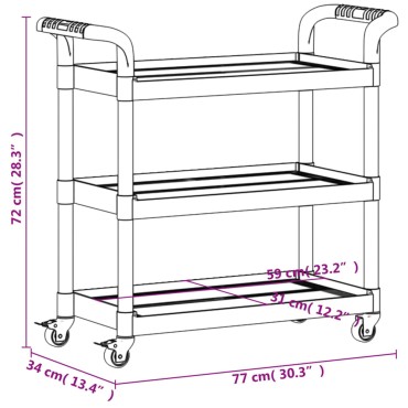 vidaXL Τροχήλατη Βάση 3 Επιπέδων Γκρι 77x34x72cm από Αλουμίνιο 1 τεμ.