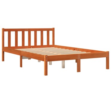 vidaXL Σκελετός Κρεβατιού Χωρίς Στρώμα Καφέ 140x200 Μασίφ Ξύλο Πεύκου
