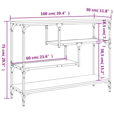 vidaXL Τραπέζι Κονσόλα Μαύρο 100x30x75cm από Επεξεργ. Ξύλο 1 τεμ.