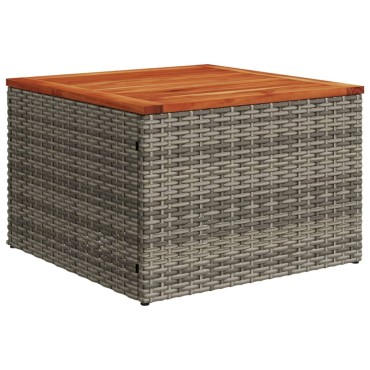 vidaXL Τραπέζι Κήπου Γκρι 55x55x37cm Συνθετικό Ρατάν / Ξύλο Ακακίας 1 τεμ.