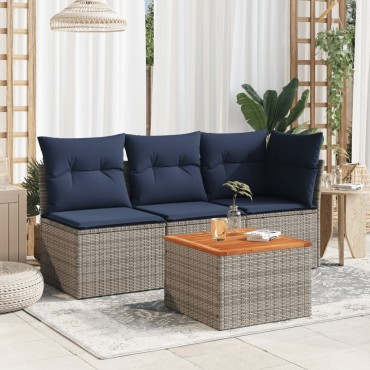 vidaXL Τραπέζι Κήπου Γκρι 55x55x37cm Συνθετικό Ρατάν / Ξύλο Ακακίας 1 τεμ.