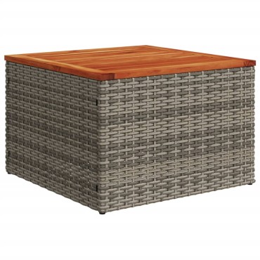 vidaXL Τραπέζι Κήπου Γκρι 55x55x37cm Συνθετικό Ρατάν / Ξύλο Ακακίας 1 τεμ.