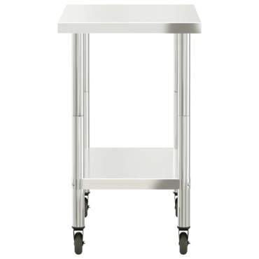 vidaXL Πάγκος Εργασίας Κουζίνας με Ροδάκια 82,5x55x85 εκ. Ανοξ. Ατσάλι