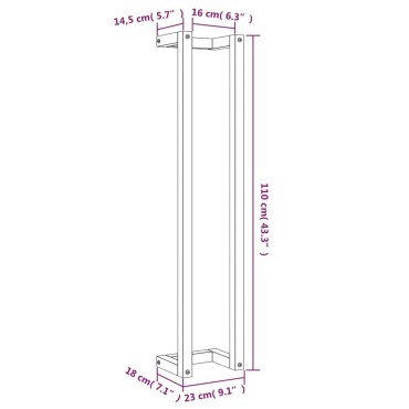 vidaXL Πετσετοκρεμάστρα Καφέ Κεριού 23x18x110 εκ από Μασίφ Ξύλο Πεύκου