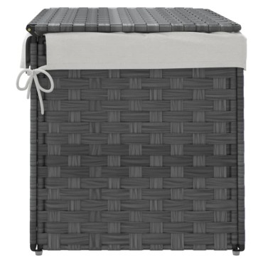 vidaXL Καλάθι Πλυντηρίου με Καπάκι Γκρι 55,5 x 35 x 34εκ. Συνθ. Ρατάν