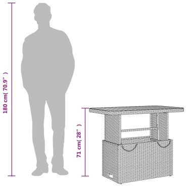 vidaXL Τραπέζι Κήπου Μπεζ 90x55x71cm Συνθετικό Ρατάν / Ξύλο Ακακίας 1 τεμ.