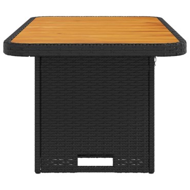 vidaXL Τραπέζι Κήπου Μαύρο 90x55x71cm Συνθετικό Ρατάν/Ξύλο Ακακίας 1 τεμ.