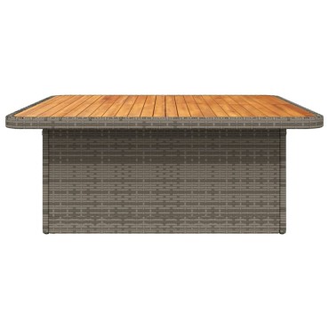 vidaXL Τραπέζι Κήπου Γκρι 110x110x71cm Συνθετικό Ρατάν/Ξύλο Ακακίας 1 τεμ.