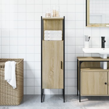 vidaXL Ντουλάπι Μπάνιου Sonoma Δρυς 33x33x120,5cm Επεξεργασμένο Ξύλο 1 τεμ.