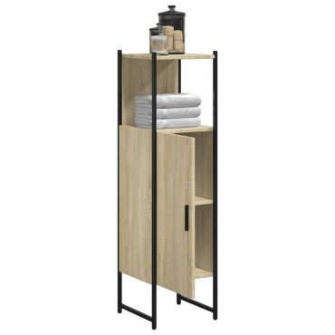 vidaXL Ντουλάπι Μπάνιου Sonoma Δρυς 33x33x120,5cm Επεξεργασμένο Ξύλο 1 τεμ.