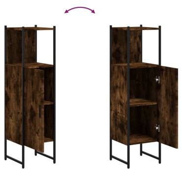 vidaXL Ντουλάπι Μπάνιου Καπνιστή Δρυς 33x33x120,5cm Επεξεργ. Ξύλο 1 τεμ.