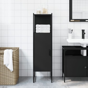 vidaXL Ντουλάπι Μπάνιου Μαύρο 33x33x120,5cm Επεξεργασμένο Ξύλο 1 τεμ.