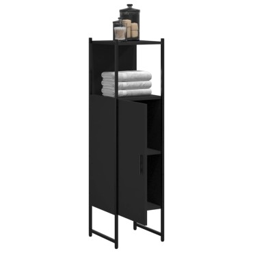 vidaXL Ντουλάπι Μπάνιου Μαύρο 33x33x120,5cm Επεξεργασμένο Ξύλο 1 τεμ.