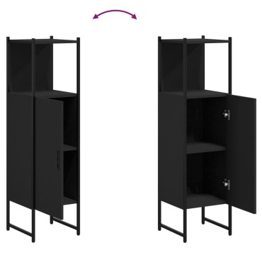 vidaXL Ντουλάπι Μπάνιου Μαύρο 33x33x120,5cm Επεξεργασμένο Ξύλο 1 τεμ.