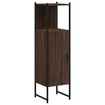 vidaXL Ντουλάπι Μπάνιου Καφέ Δρυς 33x33x120,5cm Επεξεργ. Ξύλο 1 τεμ.