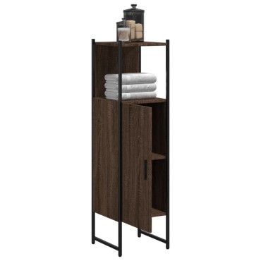 vidaXL Ντουλάπι Μπάνιου Καφέ Δρυς 33x33x120,5cm Επεξεργ. Ξύλο 1 τεμ.