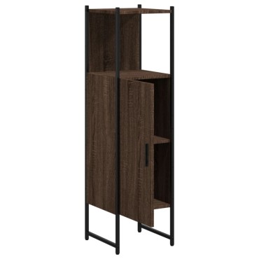 vidaXL Ντουλάπι Μπάνιου Καφέ Δρυς 33x33x120,5cm Επεξεργ. Ξύλο 1 τεμ.