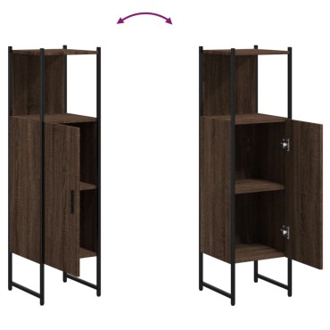 vidaXL Ντουλάπι Μπάνιου Καφέ Δρυς 33x33x120,5cm Επεξεργ. Ξύλο 1 τεμ.