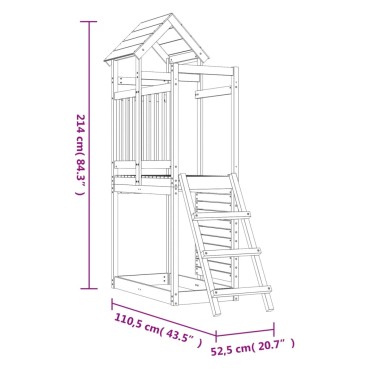 vidaXL Παιδική Χαρά Εξωτ. 52,5x110,5x214εκ. Μασίφ Ξύλο Ψευδοτσούγκας