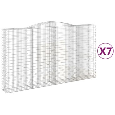 vidaXL Συρματοκιβώτια Τοξωτά 7 τεμ. 400x50x220/240 εκ. Γαλβαν. Ατσάλι