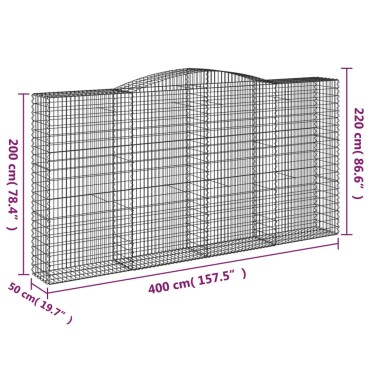 vidaXL Συρματοκιβώτια Τοξωτά 8 τεμ. 400x50x200/220 εκ. Γαλβαν. Ατσάλι