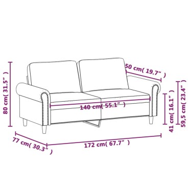 vidaXL Καναπές Διθέσιος Μαύρος Βελούδινος 172x77x80cm 1 τεμ.