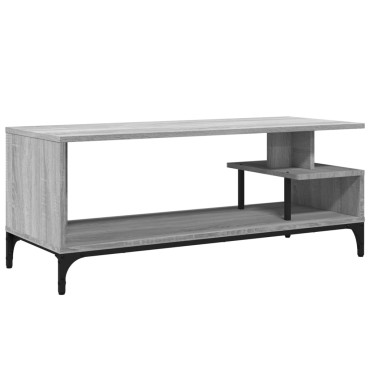 vidaXL Έπιπλο TV Γκρι Sonoma 102x40x41cm Επ Ξύλο/Ατσάλι Ηλ Βαφή Πούδρα