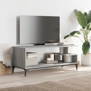 vidaXL Έπιπλο TV Γκρι Sonoma 102x40x41cm Επ Ξύλο/Ατσάλι Ηλ Βαφή Πούδρα
