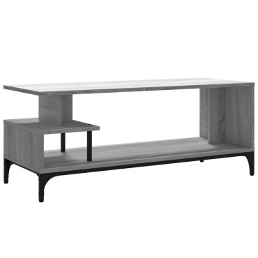 vidaXL Έπιπλο TV Γκρι Sonoma 102x40x41cm Επ Ξύλο/Ατσάλι Ηλ Βαφή Πούδρα