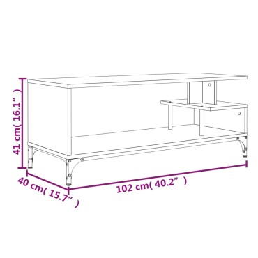 vidaXL Έπιπλο TV Γκρι Sonoma 102x40x41cm Επ Ξύλο/Ατσάλι Ηλ Βαφή Πούδρα