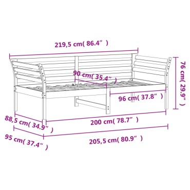 vidaXL Καναπές Κρεβάτι Χωρίς Στρώμα Λευκό 90x200 εκ. Μασίφ Ξύλο Πεύκου