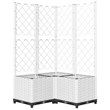 vidaXL Ζαρντινιέρα Κήπου με Καφασωτό Λευκή 80x80x136 εκ. Πολυπροπ.
