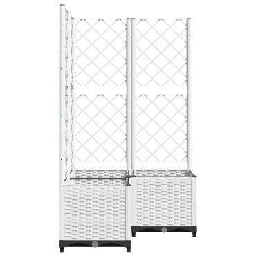 vidaXL Ζαρντινιέρα Κήπου με Καφασωτό Λευκή 80x80x136 εκ. Πολυπροπ.