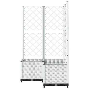 vidaXL Ζαρντινιέρα Κήπου με Καφασωτό Λευκή 80x80x136 εκ. Πολυπροπ.