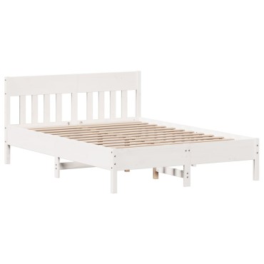 vidaXL Σκελετός Κρεβ. Χωρίς Στρώμα Λευκό 140x190cm Μασίφ Πεύκο 1 τεμ. - Διπλό