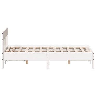 vidaXL Σκελετός Κρεβ. Χωρίς Στρώμα Λευκό 140x190cm Μασίφ Πεύκο 1 τεμ. - Διπλό