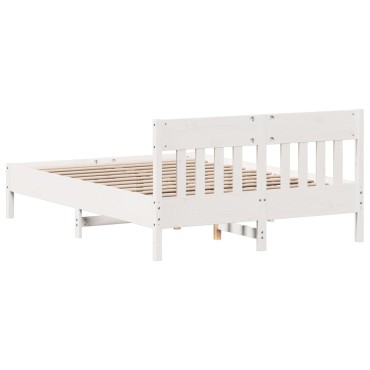 vidaXL Σκελετός Κρεβ. Χωρίς Στρώμα Λευκό 140x190cm Μασίφ Πεύκο 1 τεμ. - Διπλό