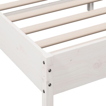 vidaXL Σκελετός Κρεβ. Χωρίς Στρώμα Λευκό 140x190cm Μασίφ Πεύκο 1 τεμ. - Διπλό